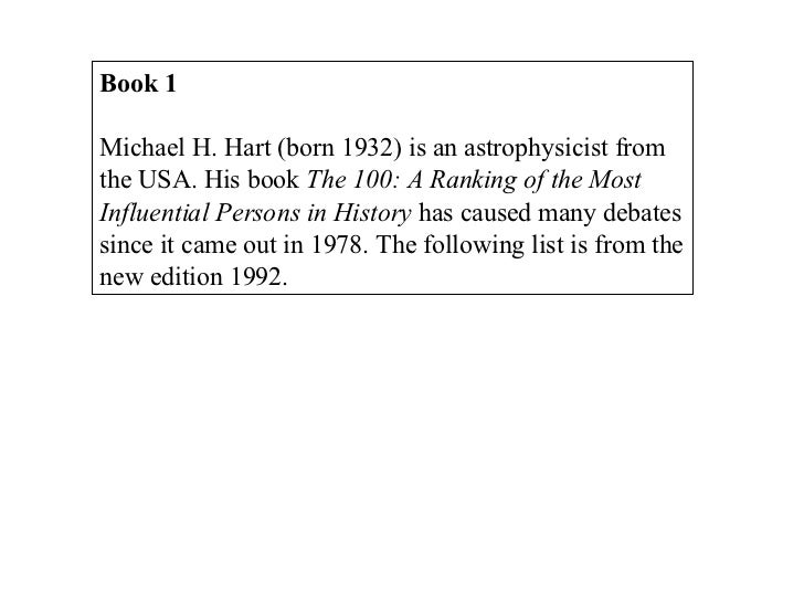 Michael H Hart The 100 Book